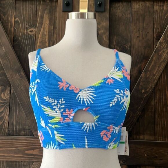 JESSICA SIMPSON Adjustable Cropped Cami Bikini Top CASPIAN MULTI Beach Vibes - Picture 3 of 12